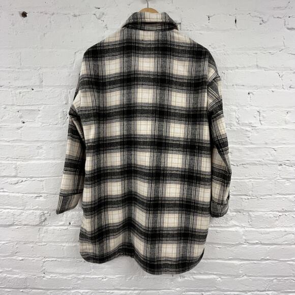 Banana Republic Shirt Jacket Womens Small Wool Blend Plaid Shacket Button Front - Picture 4 of 10